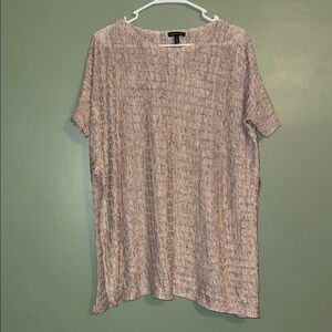 Eileen Fisher Coastal Grandma Linen Natural Bateau Grid Pattern S/M Cape Top